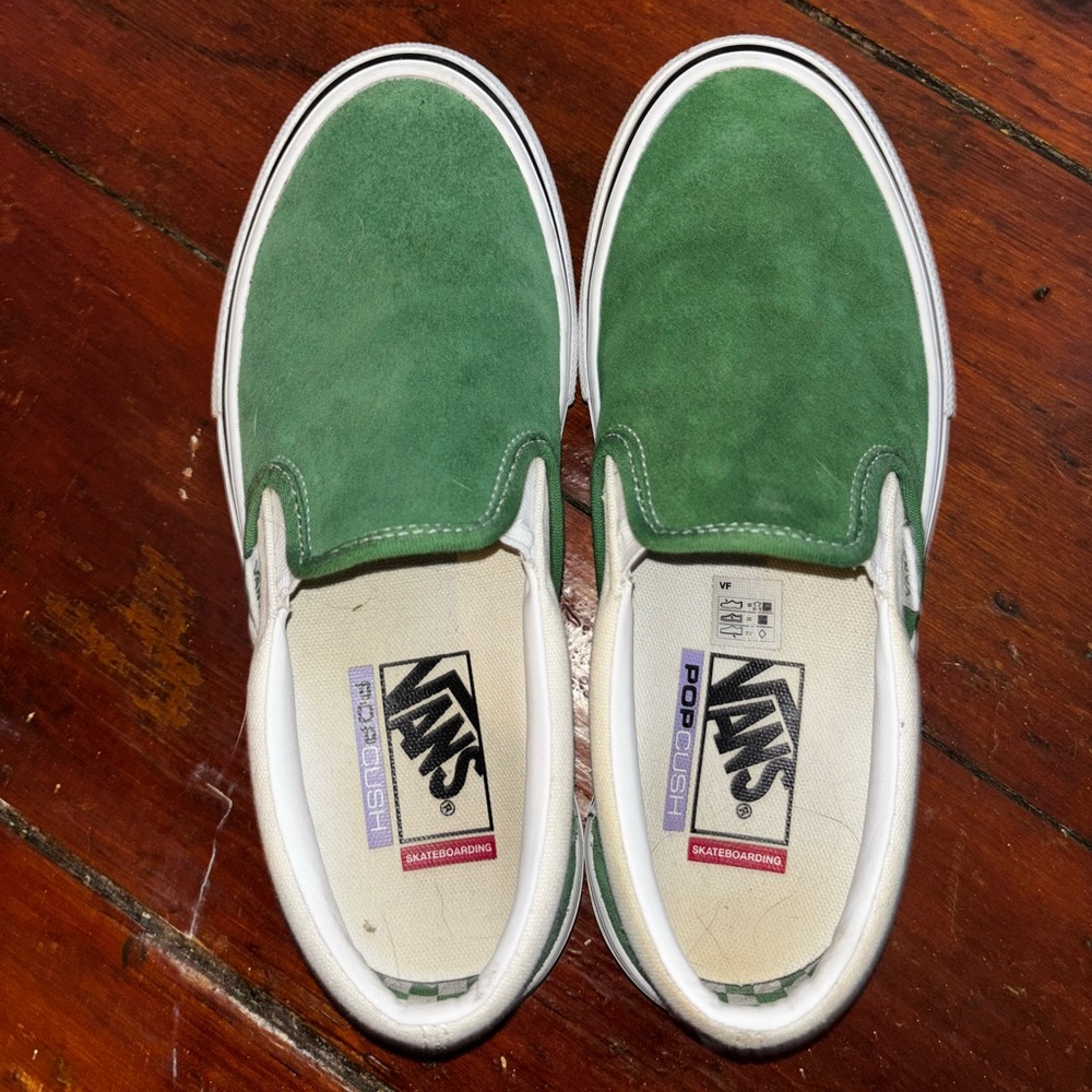 Green slip on vans